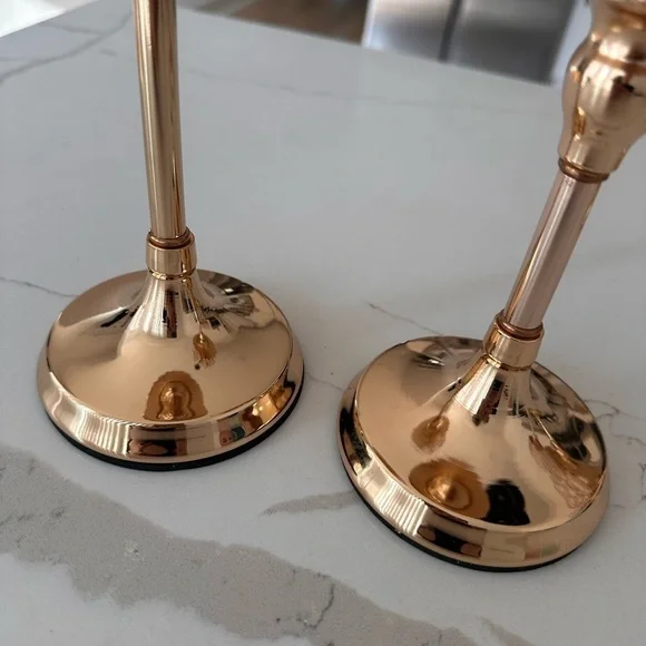Rose Gold Candlestick centerpieces candle holders - PAIR - Picture 4 of 6